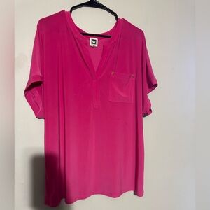 Anne Klein Fuchsia Short Sleeve Top